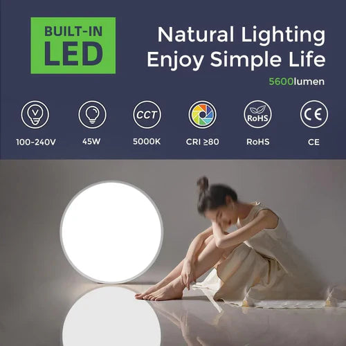 12 Inch 24W White / Black / Wood Grain Round Slim LED Ceiling Lights – AC  220–240V | 3000K / 4500K / 5000K / 6500K | Flush Mount Ceiling Light for Modern Home Lighting | 1-Pack – Local Stock (UK/DE)