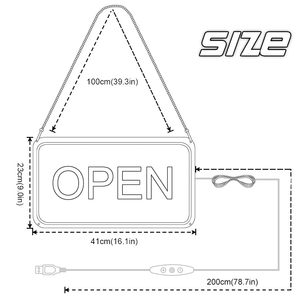 OPEN LED shop signs – USB Powered | 16×9 inch | 5 Color Options | LED Window Hanging Light for Cafes, Restaurants & Retail Shops