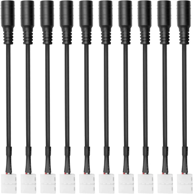 LightingWill LED Strip Connector 10mm 2Pin Solderless Clips, LED Light Strip Connector Strip to Wire Strip to Strip DC Adapter L T Connectors, 10 Pack, Local Stock US UK