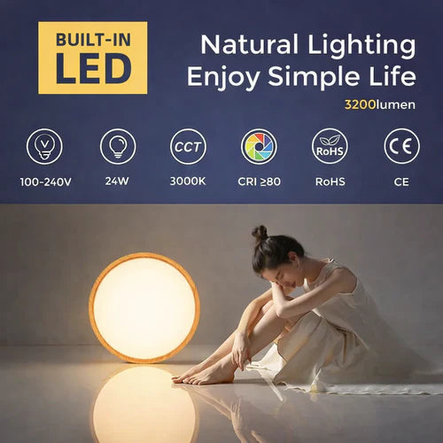 12 Inch 24W White / Black / Wood Grain Round Slim LED Ceiling Lights – AC  220–240V | 3000K / 4500K / 5000K / 6500K | Flush Mount Ceiling Light for Modern Home Lighting | 1-Pack – Local Stock (UK/DE)