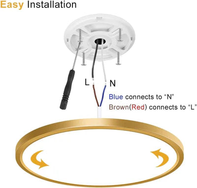 12 Inch 24W White / Gold Round Slim LED Ceiling Lights – AC 110–130V | 3000K / 4500K / 5000K / 6500K | Flush Mount Ceiling Light for Modern Home Lighting | 1-Pack – Local Stock (US)