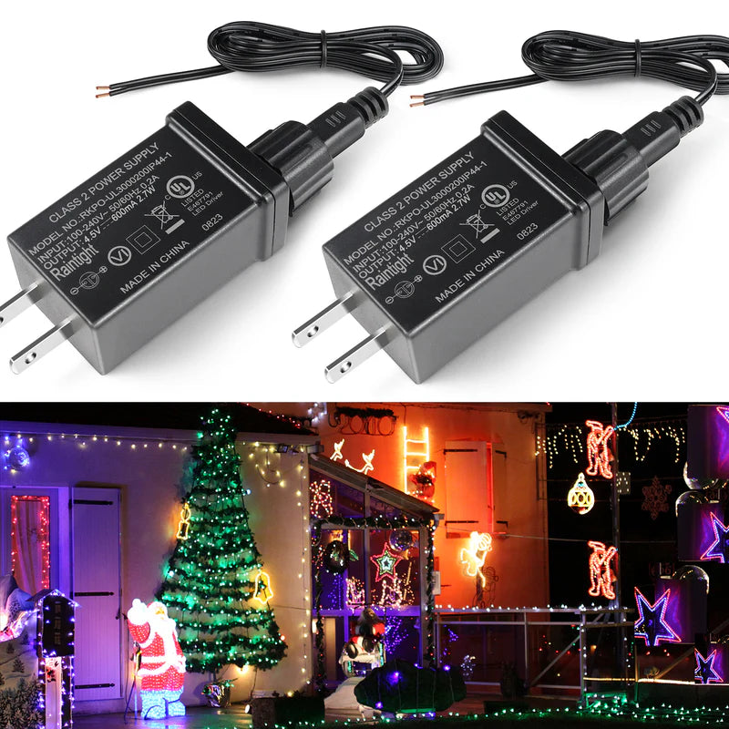 LightingWill IP44 Class 2 Power Supply AC 100–240V to DC 4.5V/12V/24V/30V Waterproof Outdoor LED Driver Adapter Transformer, US Plug for Inflatable Decorations, String Lights, Christmas Trees