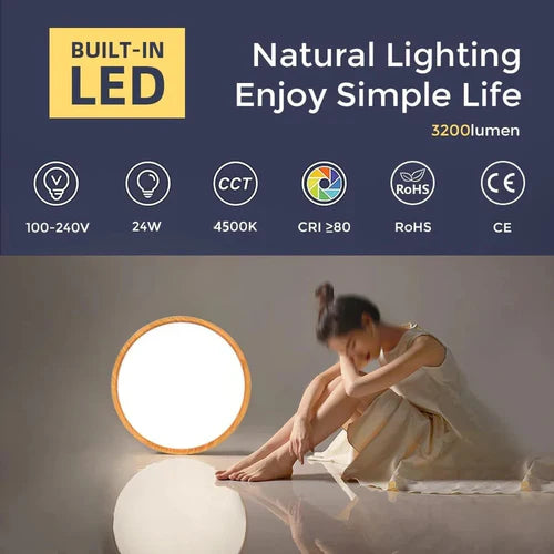 12 Inch 24W White / Black / Wood Grain Round Slim LED Ceiling Lights – AC  220–240V | 3000K / 4500K / 5000K / 6500K | Flush Mount Ceiling Light for Modern Home Lighting | 1-Pack – Local Stock (UK/DE)