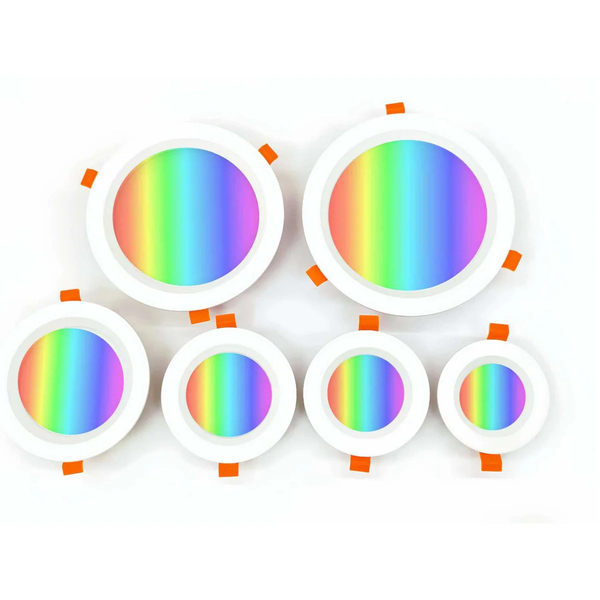 Smart RGB Downlight – RGBW RGBWW Super Bright Modern Recessed LED Downlights 12V 6W 8W 12W Options White Round Embedded Design 4 Pack / 10 Pack (Controller and Power Supply Not Included)