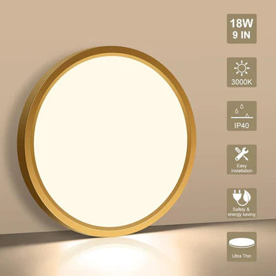 12 Inch 24W White / Gold Round Slim LED Ceiling Lights – AC 110–130V | 3000K / 4500K / 5000K / 6500K | Flush Mount Ceiling Light for Modern Home Lighting | 1-Pack – Local Stock (US)