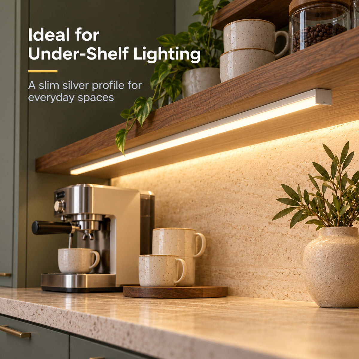 Silver U02 9x17mm U-Shape LED Aluminum Channel, 12mm Inner Width, with Cover, End Caps & Mounting Clips