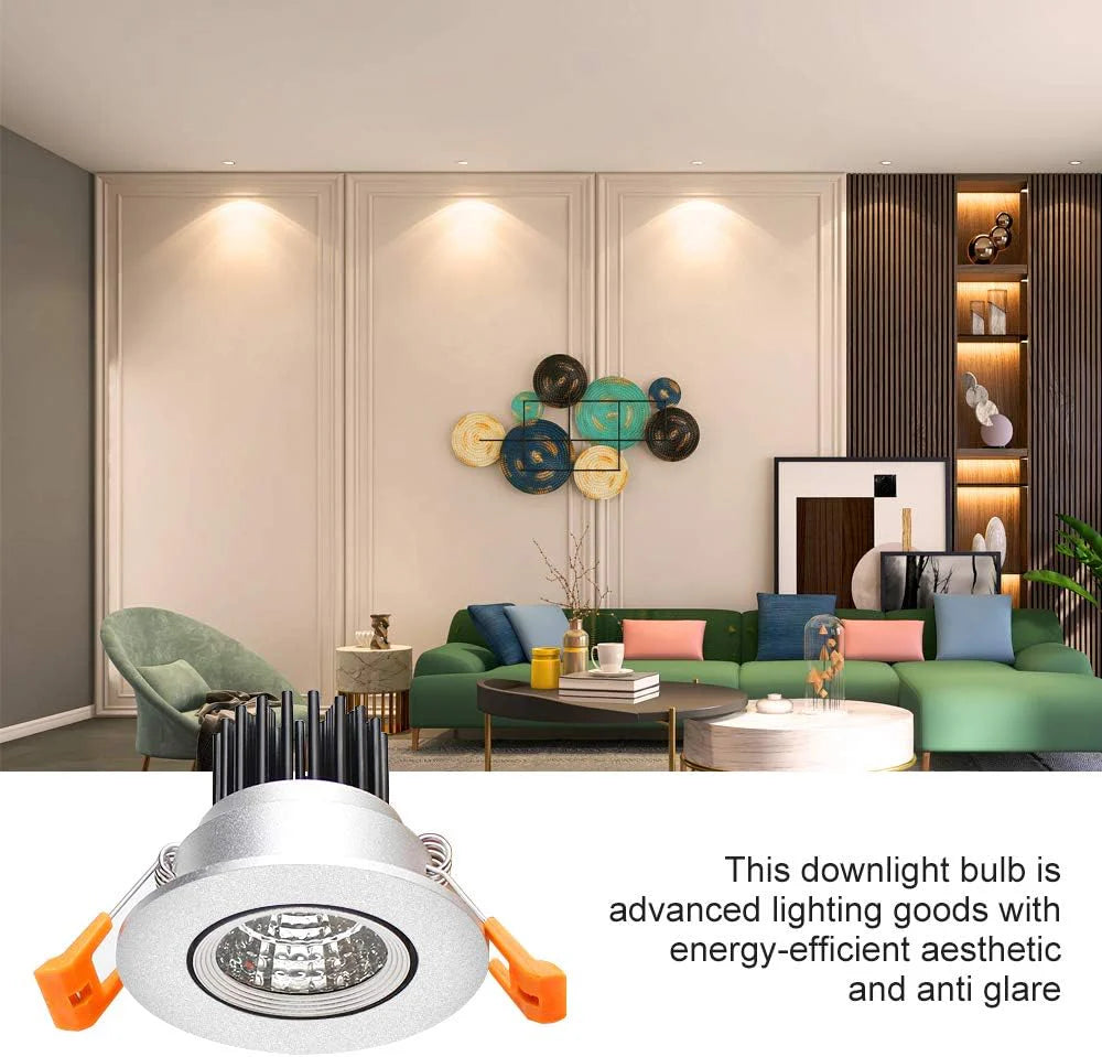 ECO-2 Series Adjustable COB LED Recessed Downlight – Silver Housing – TRIAC Dimmable – 3W – 4-Pack/10-Pack – 3000K–6000K – 100–130V