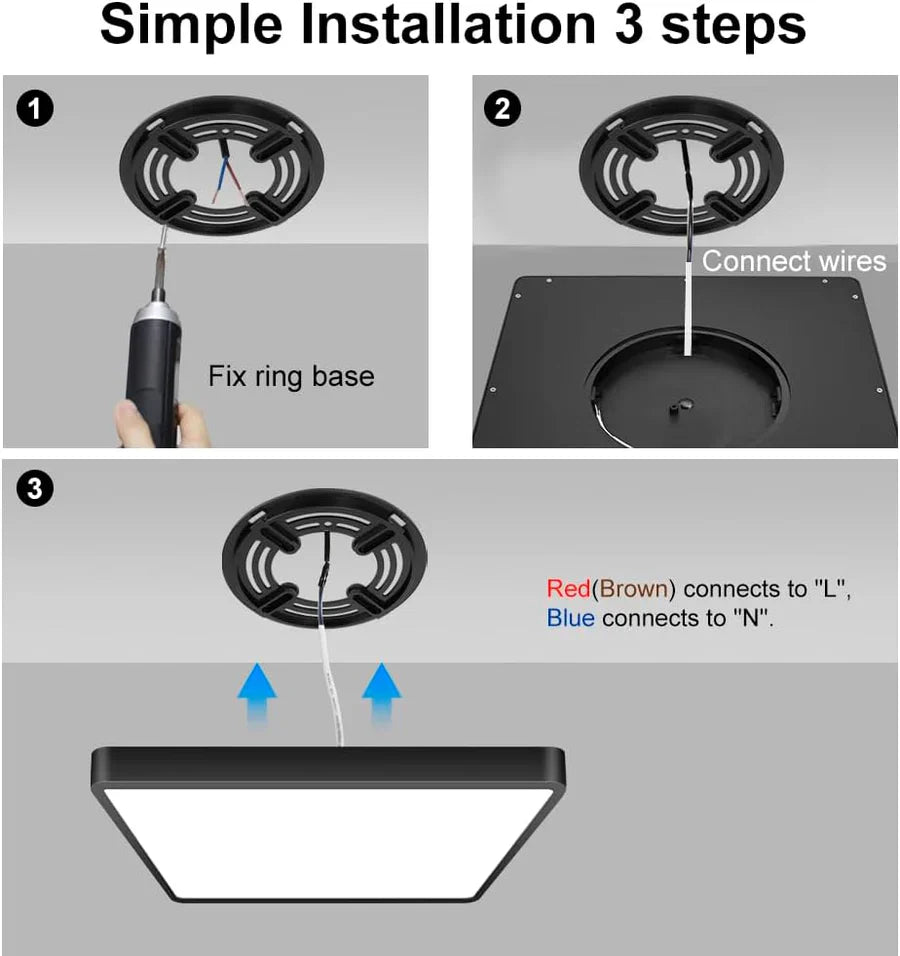 9 Inch 18W White / Black Square Slim LED Ceiling Lights – AC 110–130V | 3000K / 4500K / 5000K / 6500K | Flush Mount Ceiling Light for Modern Home Lighting | 1-Pack – Local Stock (US)
