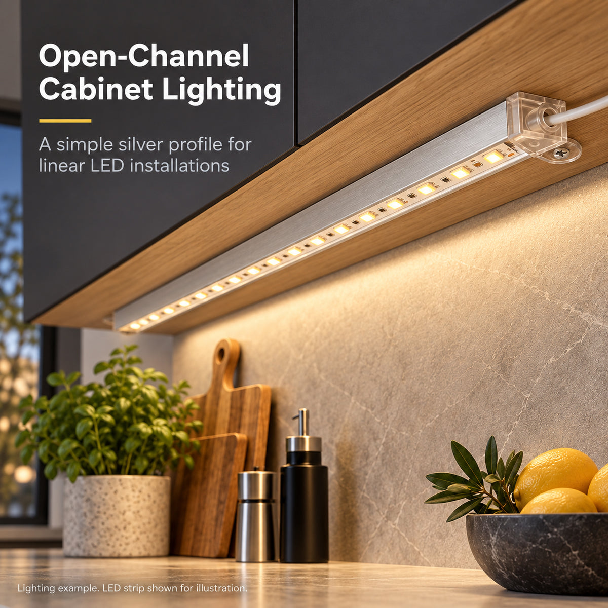 Silver 506-B 19 × 8.5mm LED Aluminum Channel, 12mm Inner Width, with Milky White Cover & Installation Accessories