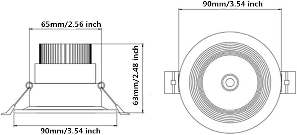 LightingWill 2inch LED Dimmable Downlight, 5W COB Recessed Ceiling Light, Natulre White 3000K-3500K, CRI80, 25W Halogen Bulbs Equivalent (2Pack)