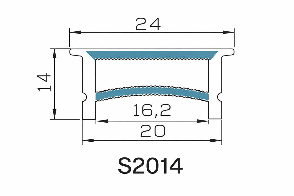 Q-TE Series 20×14mm Top Emitting LED Neon Housing | Max Strip Width ≤16mm | S2014 Silicone Neon Profile | 16.4FT/5M | White Edge Quick Install | Interior Display Lighting