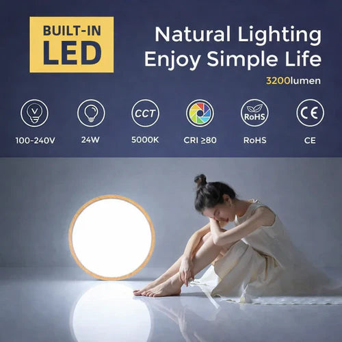 12 Inch 24W White / Black / Wood Grain Round Slim LED Ceiling Lights – AC  220–240V | 3000K / 4500K / 5000K / 6500K | Flush Mount Ceiling Light for Modern Home Lighting | 1-Pack – Local Stock (UK/DE)