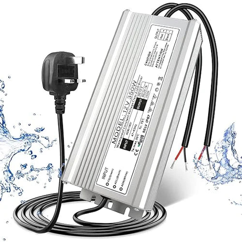 350W 12V/24V/36V/48V Waterproof LED Power Supply, 175-265V Input, Single/Dual Output, Aluminum Housing, Outdoor LED Lighting Driver, CE/RoHS/FCC Certified, UK/EU Plug