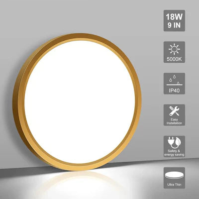 12 Inch 24W White / Gold Round Slim LED Ceiling Lights – AC 110–130V | 3000K / 4500K / 5000K / 6500K | Flush Mount Ceiling Light for Modern Home Lighting | 1-Pack – Local Stock (US)