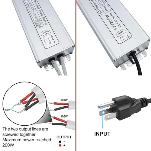 400W 12V/24V/36V/48V Waterproof LED Power Supply, 90-140V Input, Single/Dual Output, Aluminum Housing, Outdoor LED Lighting Driver, CE/RoHS/FCC Certified, US Plug