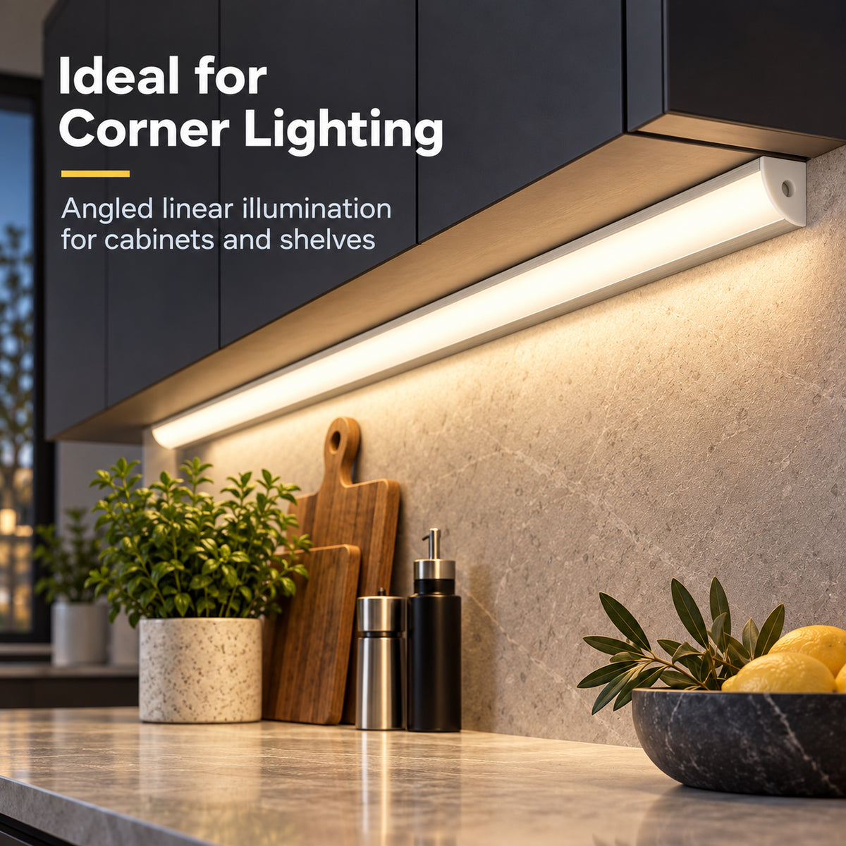 Silver 601-B 15.8 × 15.8mm Mini V-Shape LED Aluminum Channel, 10mm Inner Width, with Milky White Cover & Installation Accessories