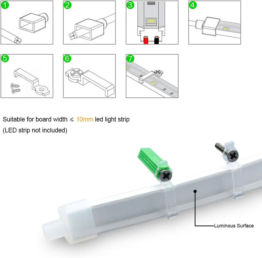 S1616 Neon Light Housing – 16x16mm | Silicone LED Channel System | 12mm PCB Width | IP67 Waterproof |16.4FT/5M*1/16.4FT/5M*5