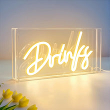 Desk Light Box – Rectangular 11.8x5.9 inch | Warm White/ Pink | USB Powered | Tabletop Display | For Table Decor, Home Bar, Kitchen, Club, Pub, Restaurant Wall Decor & Bar Cart Accessories