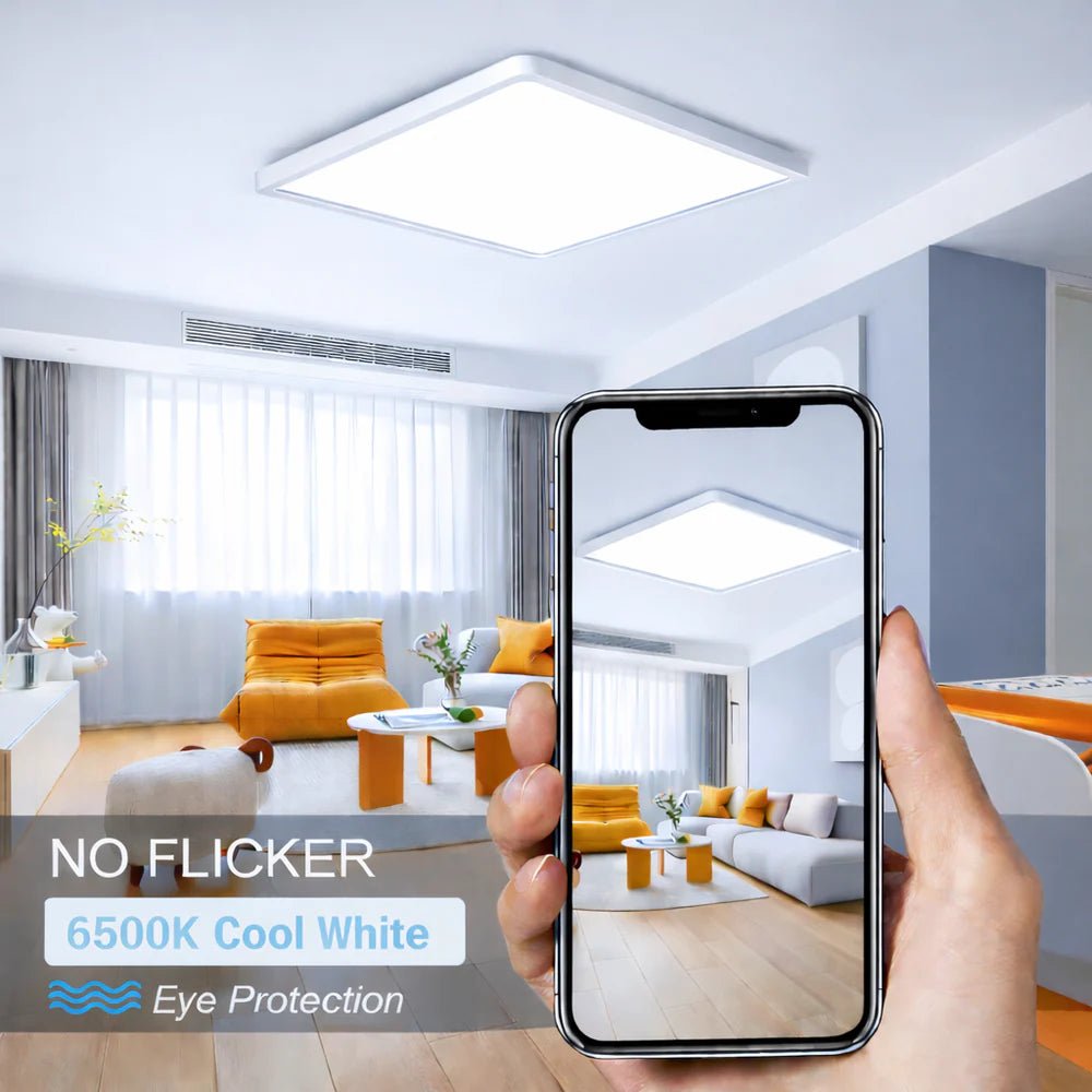 15.7 Inch 18W White / Black Square Slim LED Ceiling Lights – AC 110–130V | 3000K / 4500K / 5000K / 6500K | Flush Mount Ceiling Light for Modern Home Lighting | 1-Pack – Local Stock (US)