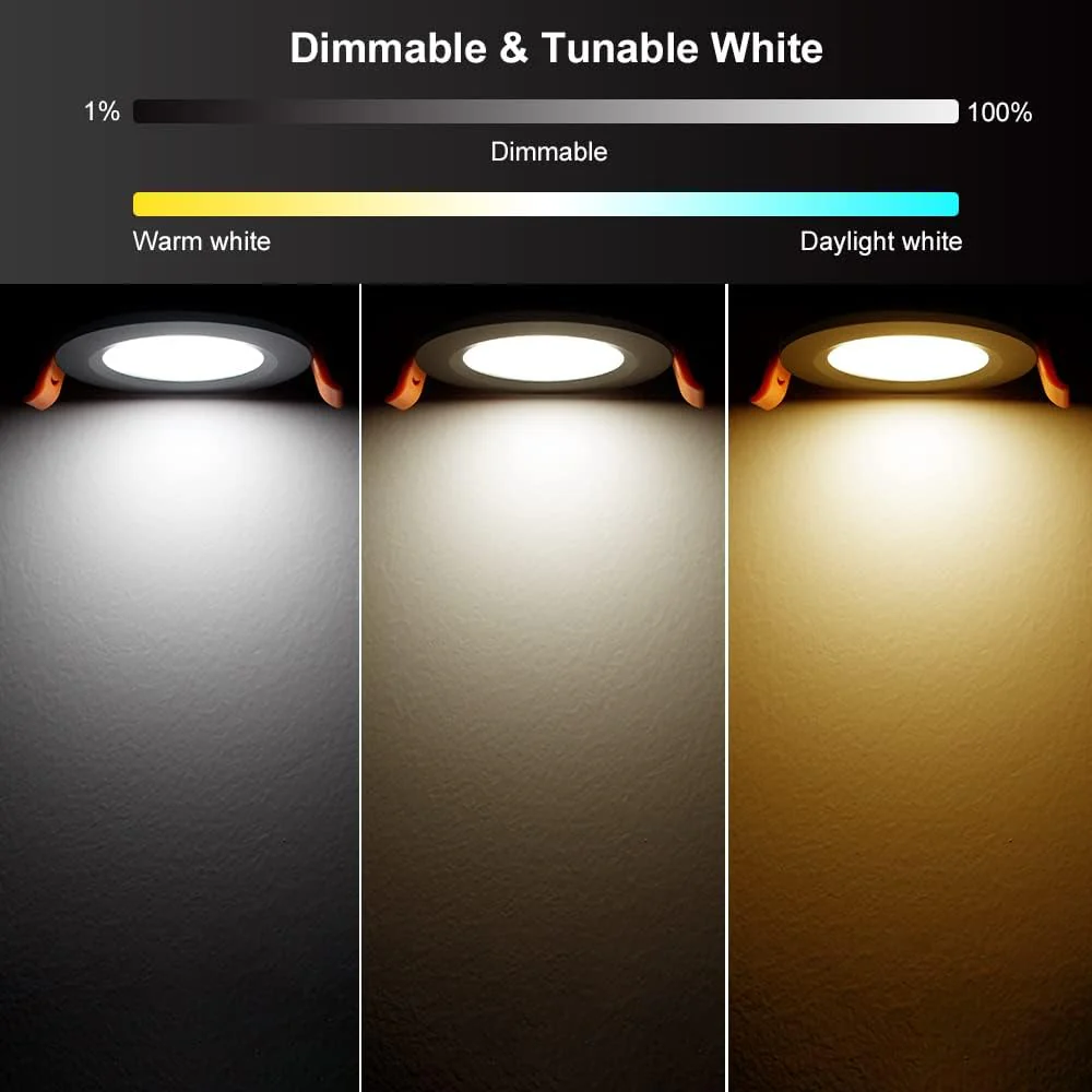 Smart RGB Downlight – WiFi Recessed Lighting, 2 Inch 5W, Dimmable RGB + CCT 2700–6500K, Works with Alexa & Google, 100–240V, Black Housing, 4 / 6 / 10 Pack Options