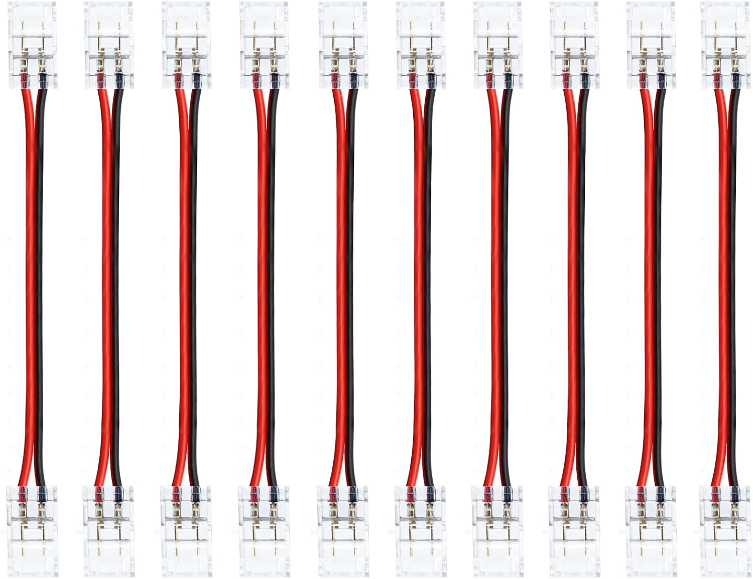 LightingWill LED Strip Connectors 2Pin 8mm, 10 PCS LED Connectors Solderless Pigtail for Single Color LED Light Strips, Compatible with COB/SMD 2835 3528