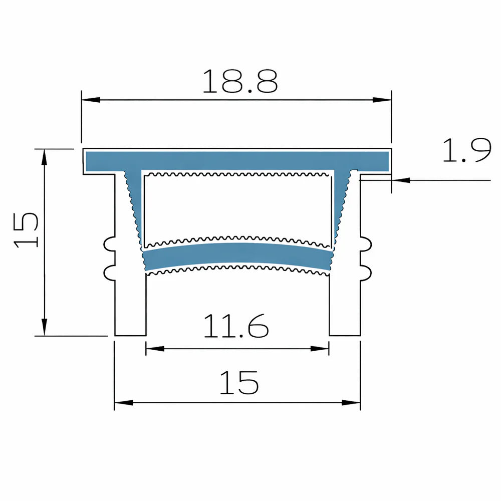 Q-TE Series 15×15mm Top Emitting LED Neon Housing | Max Strip Width ≤10mm | S1515 Architectural Neon Housing | 16.4FT/5M | Quick Install | Commercial Decorative Lighting