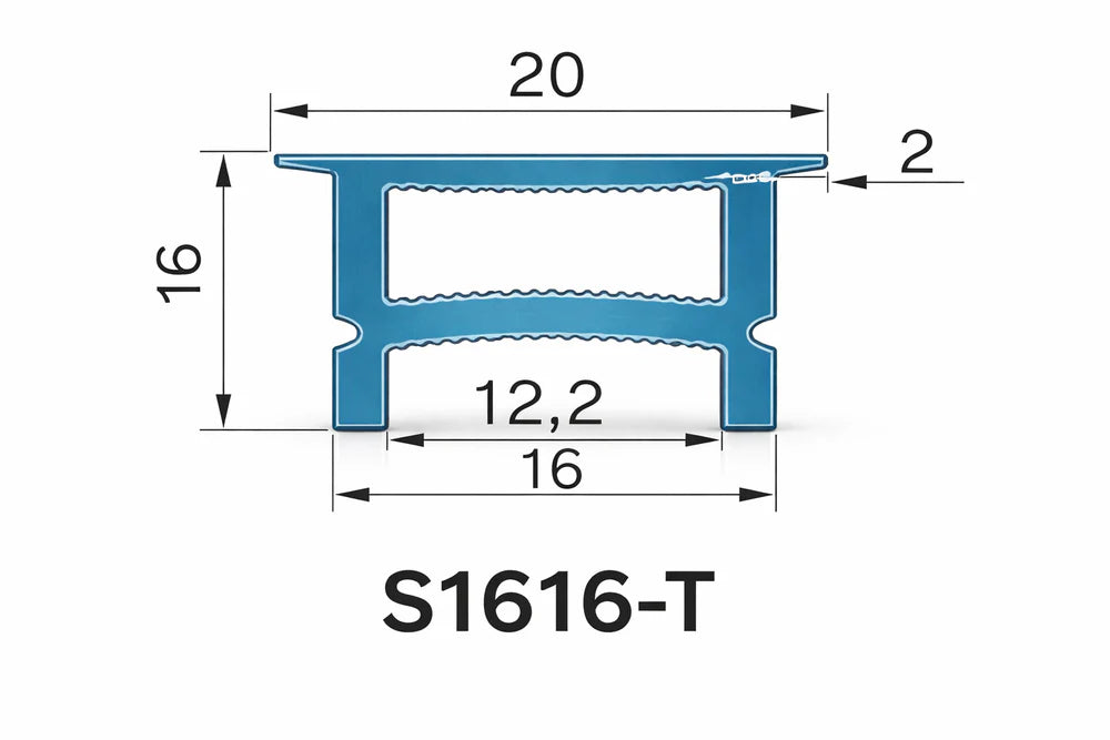 Q-TE Series 16×16mm Top Emitting LED Neon Housing | Max Strip Width ≤12mm | S1616-T Black Silicone Neon Profile | 16.4FT/5M | Quick Install | LED Signage Cove Lighting