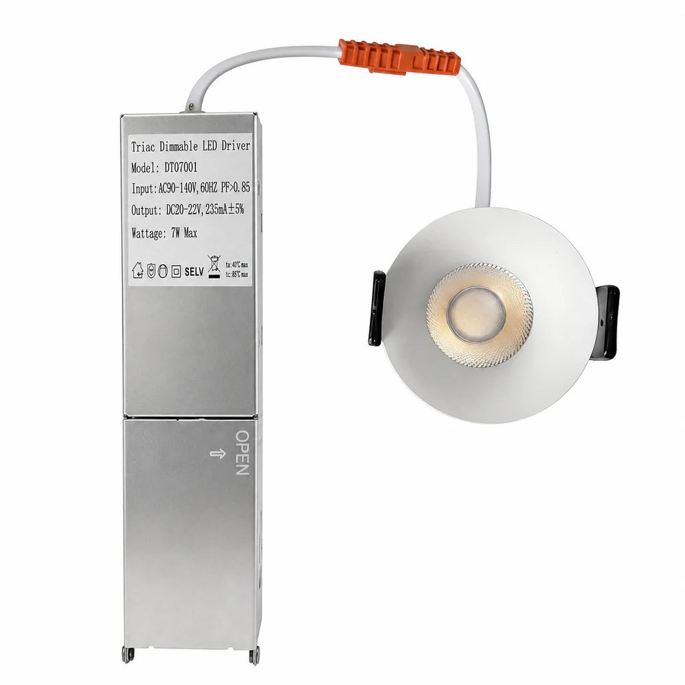 CDG-US Curved Reflector 7W (2.2″) Deep Anti-Glare Full Spectrum LED Downlight | 90–140V | 4/12 Pack | 5CCT Adjustable | 24° Beam | White Housing | CRI>97 | Architectural Recessed Lighting