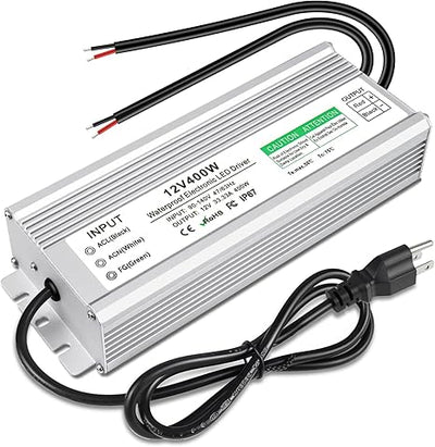 400W 12V/24V/36V/48V Waterproof LED Power Supply, 90-140V Input, Single/Dual Output, Aluminum Housing, Outdoor LED Lighting Driver, CE/RoHS/FCC Certified, US Plug
