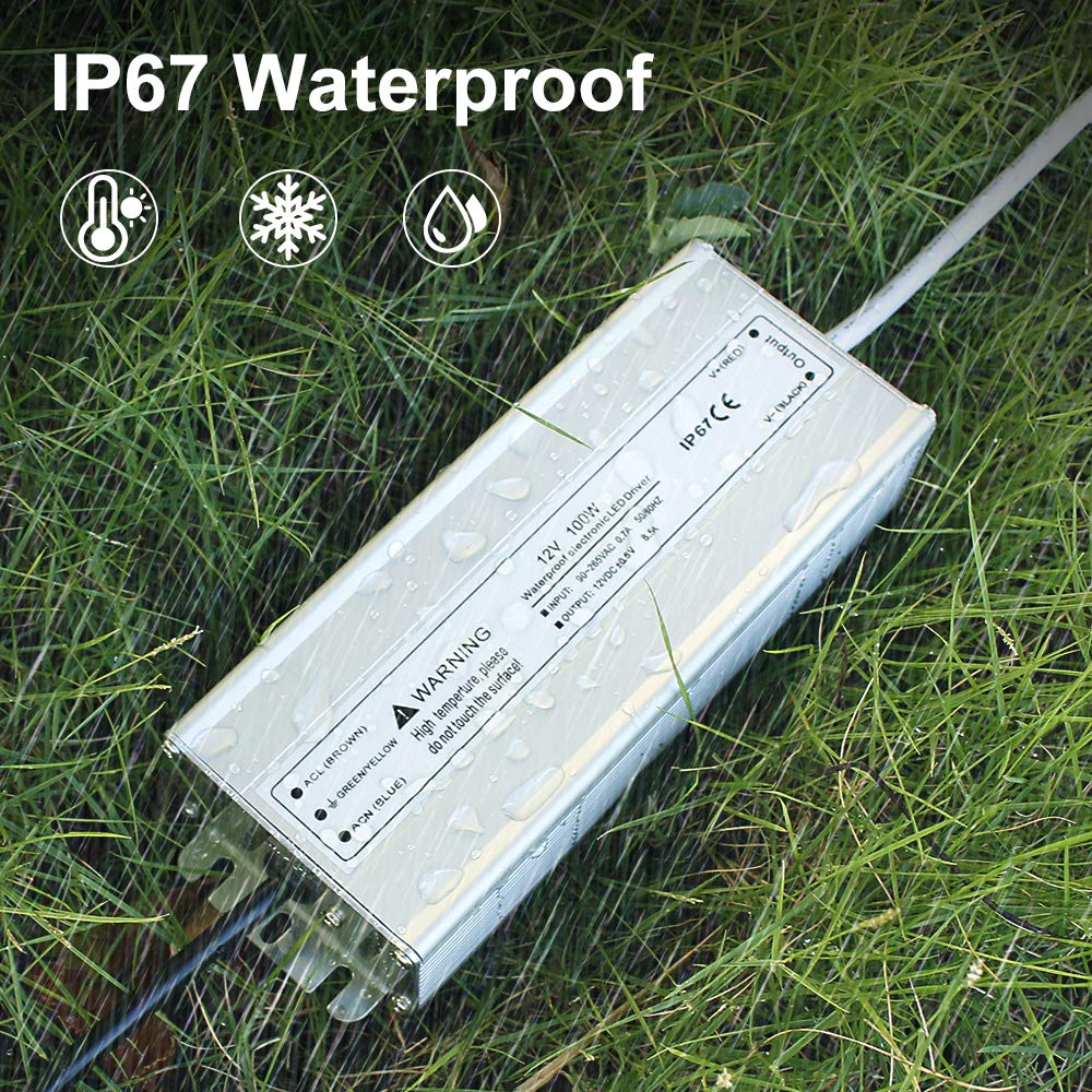 12V Waterproof LED Power Supply, 30W–300W Outdoor LED Driver, 90–265V AC Input, Single or Dual Wire Output, CE/RoHS/FCC Certified, US / UK / EU Plug & Wire Lead Options