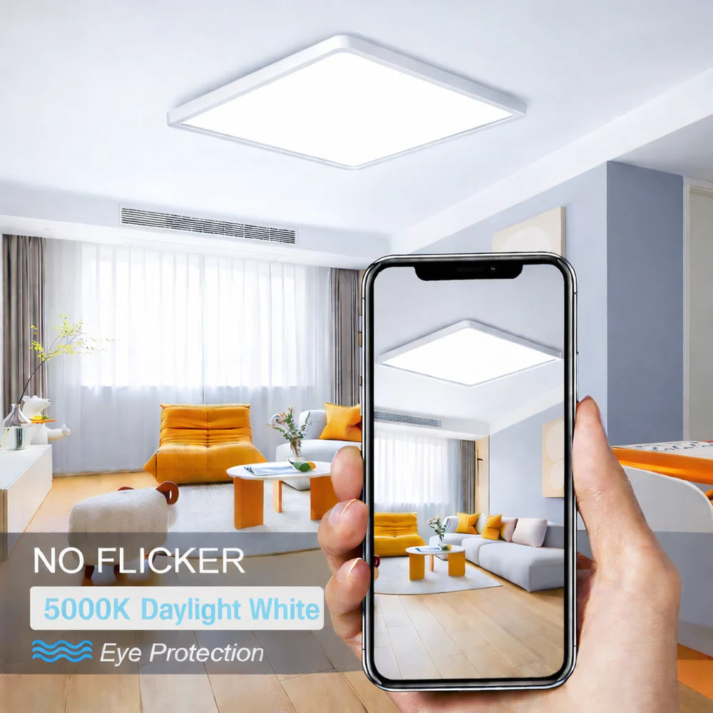 12 Inch 24W White Square Slim LED Ceiling Lights –  AC 220–240V | 3000K  / 5000K  | Flush Mount Ceiling Light for Modern Home Lighting | 1-Pack – Local Stock (UK)