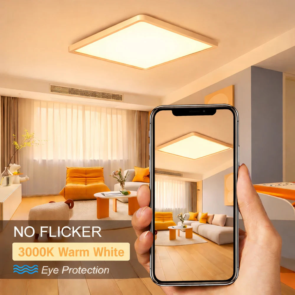 15.7 Inch 18W White / Black Square Slim LED Ceiling Lights – AC 110–130V | 3000K / 4500K / 5000K / 6500K | Flush Mount Ceiling Light for Modern Home Lighting | 1-Pack – Local Stock (US)