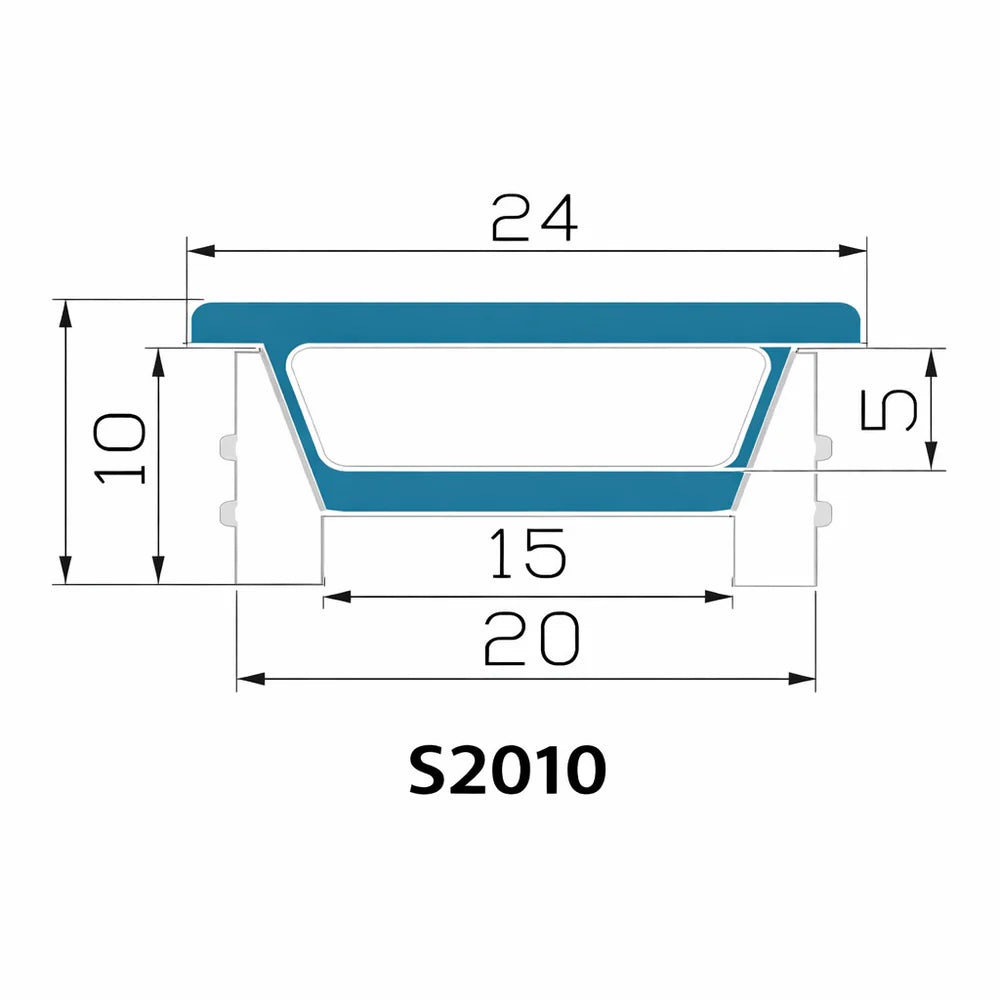 Q-TE Series 20×10mm Top Emitting LED Neon Housing | Max Strip Width ≤15mm | S2010 Premium Neon Housing | 16.4FT/5M | Quick Install | LED Signage Display Lighting