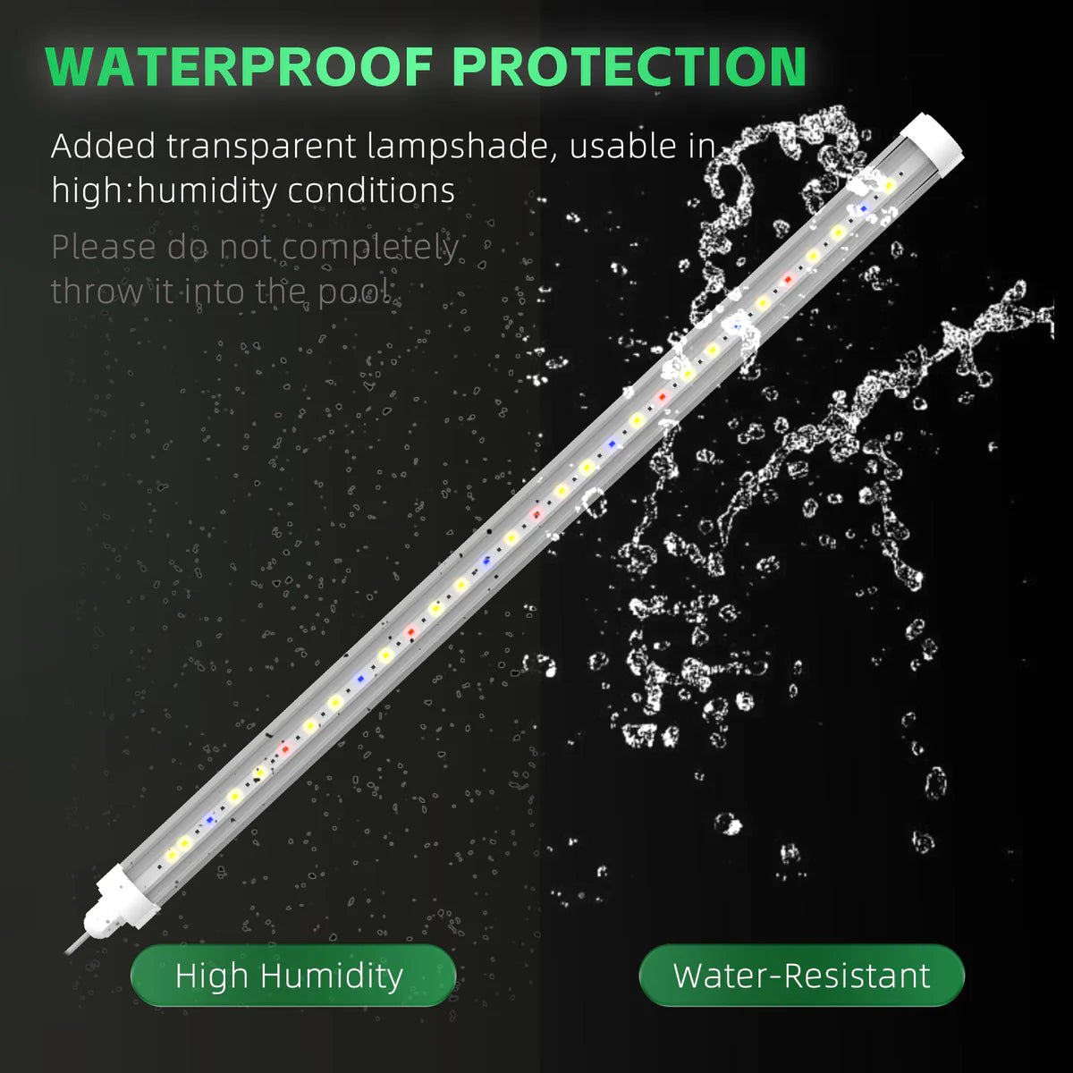 LED Tube Grow Light - 6Pcs | 65W Dimmable Power Supply | 3000K + 5000K + 660nm + 460nm Spectrum | Daisy Chain | Selectable Mounting Brackets | 60cm(2ft) Full Spectrum for Indoor Plants | for Greenhouses Plants | US /  EU Plug