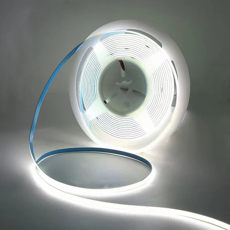COB LED Strip Light 12V/24V 400LEDs/M, 5mm Flexible Dot-Free LED Tape, CRI90+ Non-Waterproof, 3000K / 4000K / 6500K / Red / Blue / Green / Pink / Yellow for Cabinet Kitchen Lighting, 5M/10M Pack