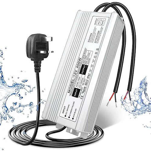 400W 12V/24V/36V/48V Waterproof LED Power Supply, 175-265V Input, Single/Dual Output, Aluminum Housing, Outdoor LED Lighting Driver, CE/RoHS/FCC Certified, UK/EU Plug