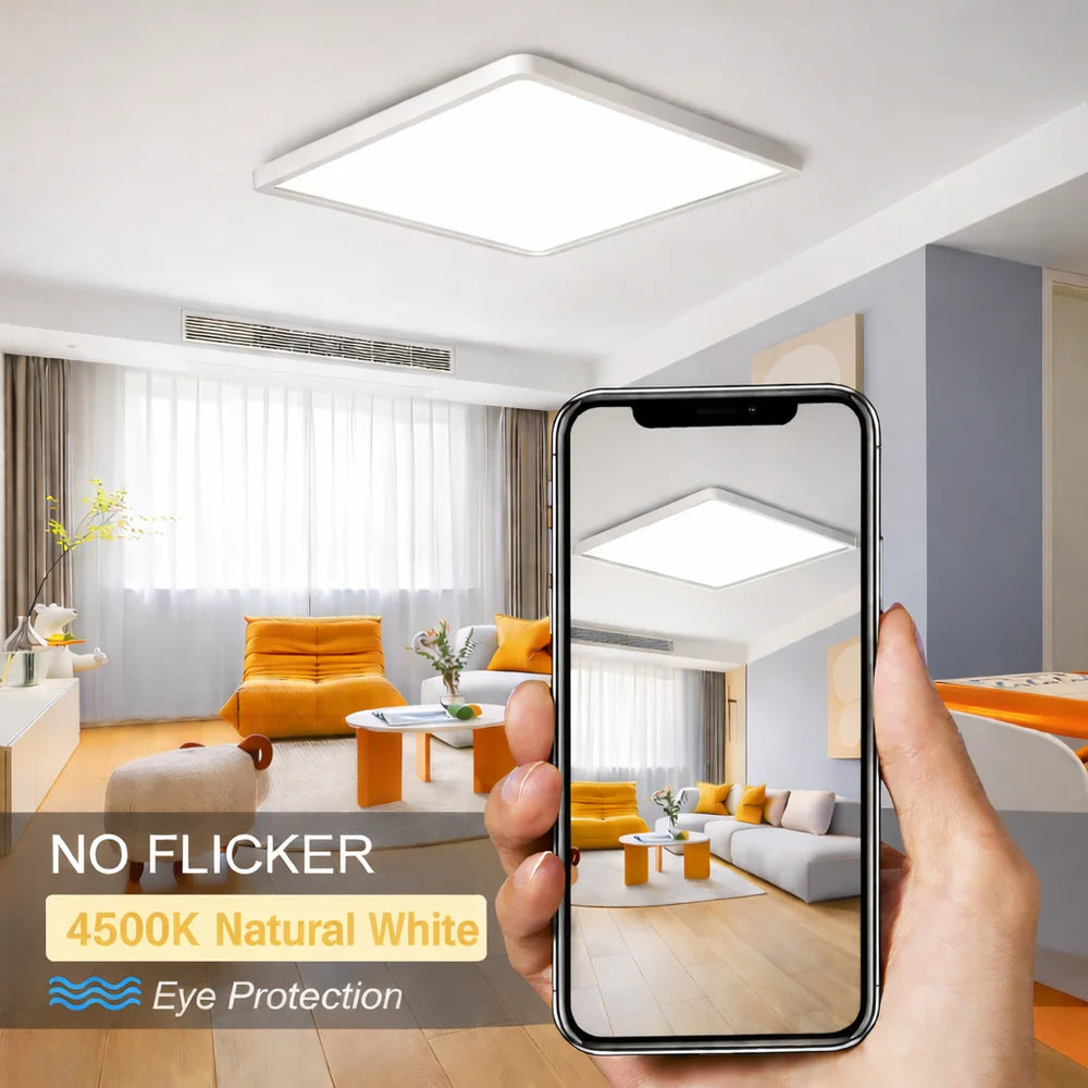 15.7 Inch 18W White / Black Square Slim LED Ceiling Lights – AC 110–130V | 3000K / 4500K / 5000K / 6500K | Flush Mount Ceiling Light for Modern Home Lighting | 1-Pack – Local Stock (US)