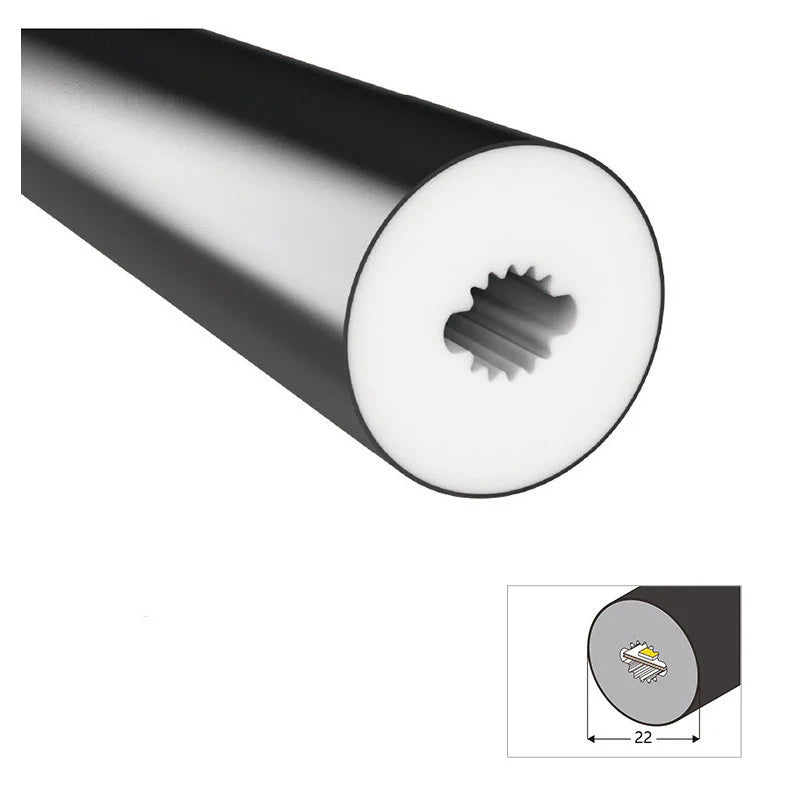 S-360E Series ⏀22mm 360 Emitting LED Neon Housing | 8mm PCB Width | S22D Black Architectural Neon Housing | IP67 Waterproof | 16.4FT/5M | Standard Install | Club Decorative Lighting