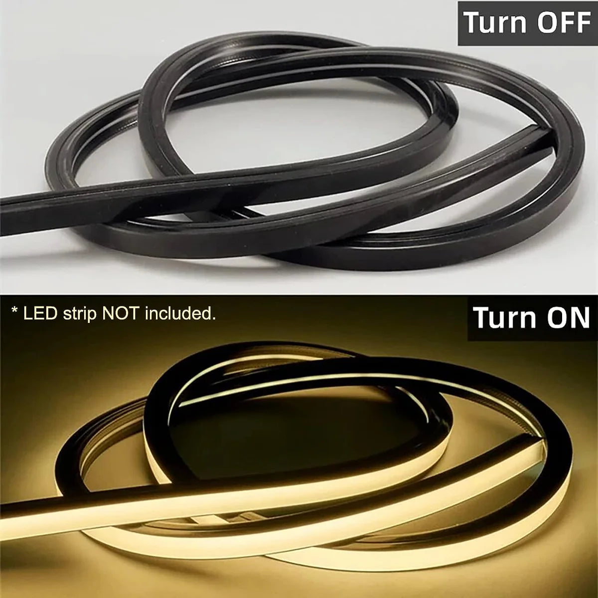 S2020 Black Neon Light Housing – 20x20mm | Silicone LED Channel System | 12mm PCB Width | IP67 Waterproof | 16.4FT/5M*1/16.4FT/5M*5
