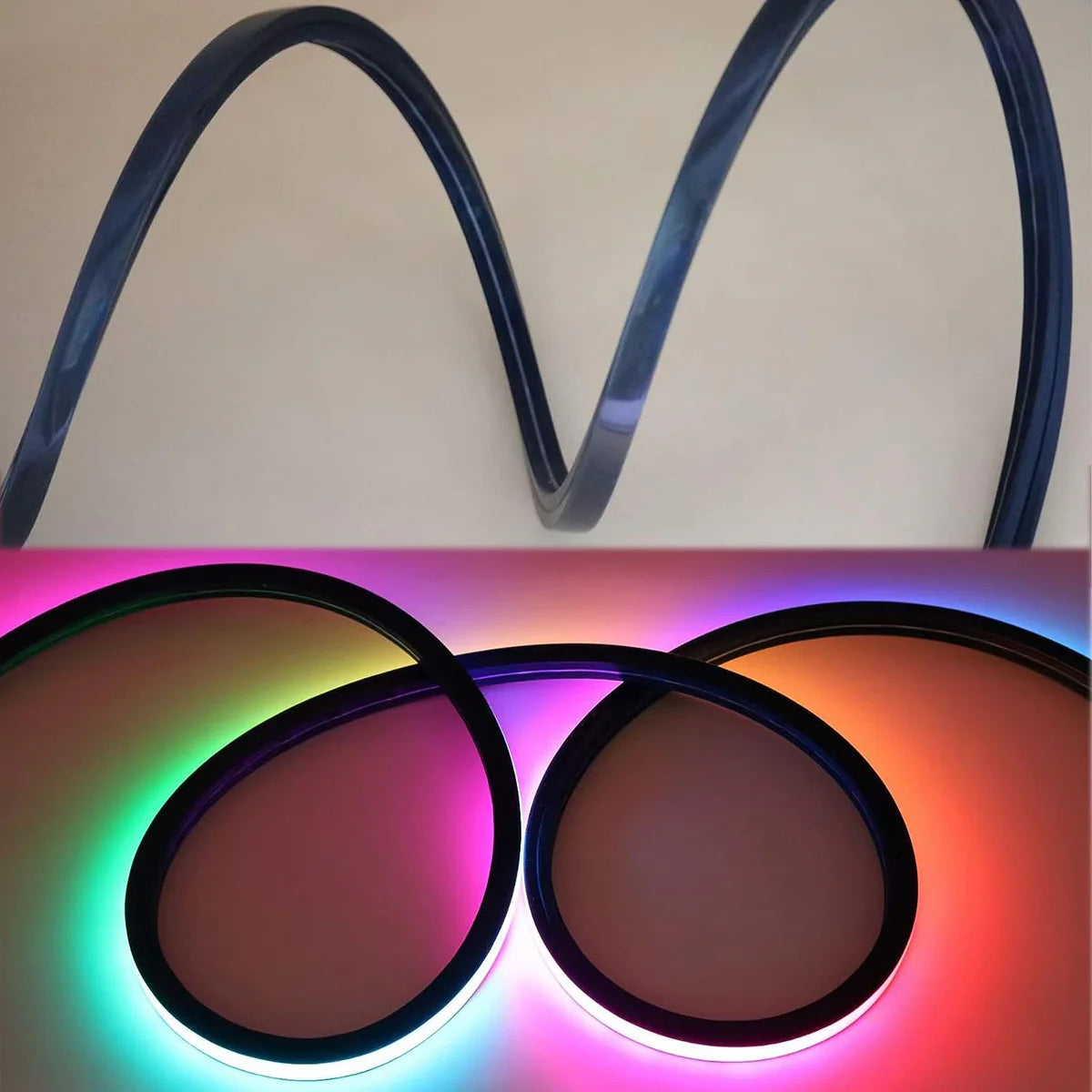 S1616 Black Neon Light Housing – 16x16mm | Silicone LED Channel System | 10mm PCB Width | IP67 Waterproof | 16.4FT/5M*1/16.4FT/5M*5