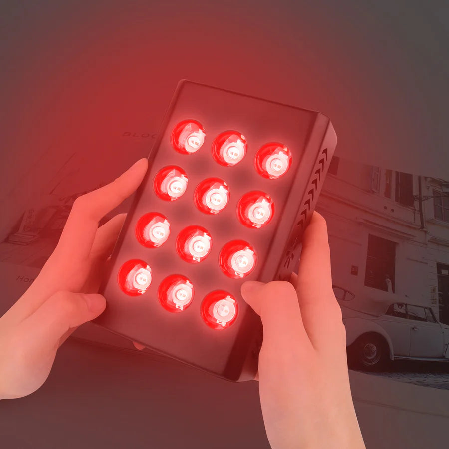 MINI60 Rechargeable Red & Near Infrared Therapy Light – Dual Chip | 12 LEDs | Portable Handheld Design | USB Powered | Black / White | for Skin Care & Muscle Relief