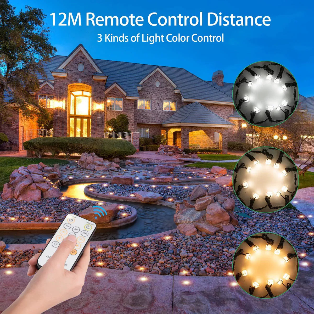 10-Pack Recessed LED Deck Lights – 3CCT Selectable 3000K / 4000K / 6000K | 0.8W Each | Remote Control Color Temperature Switching | AC100–265V Input with Power Adapter | US / EU / UK / AU Plug Options | IP67 Waterproof Inground Step Lights Kit