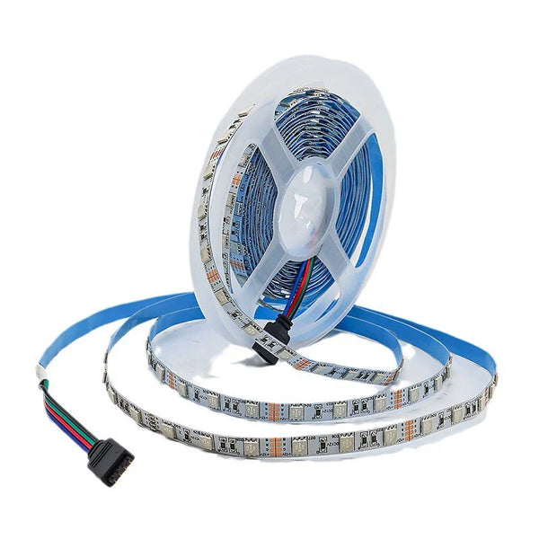 LightingWill 8MM Wide SMD5050 RGB LED Strip Light - DC12V | 60 LEDs/M | 8mm PCB | Non-Waterproof | 5/50M | for Mirror, Kitchen Cabinet, Bedroom