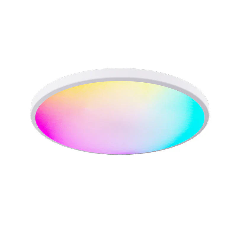 12 Inch 24W White / Black Smart RGBCW Round Slim LED Ceiling Lights – AC 110–130V | RGB Color Changing, 2700K–6500K Adjustable with Dimmable Brightness | Compatible with Alexa/Google Home/APP Control WiFi Light for Bedroom/Kids Room/Party – 2-Pack