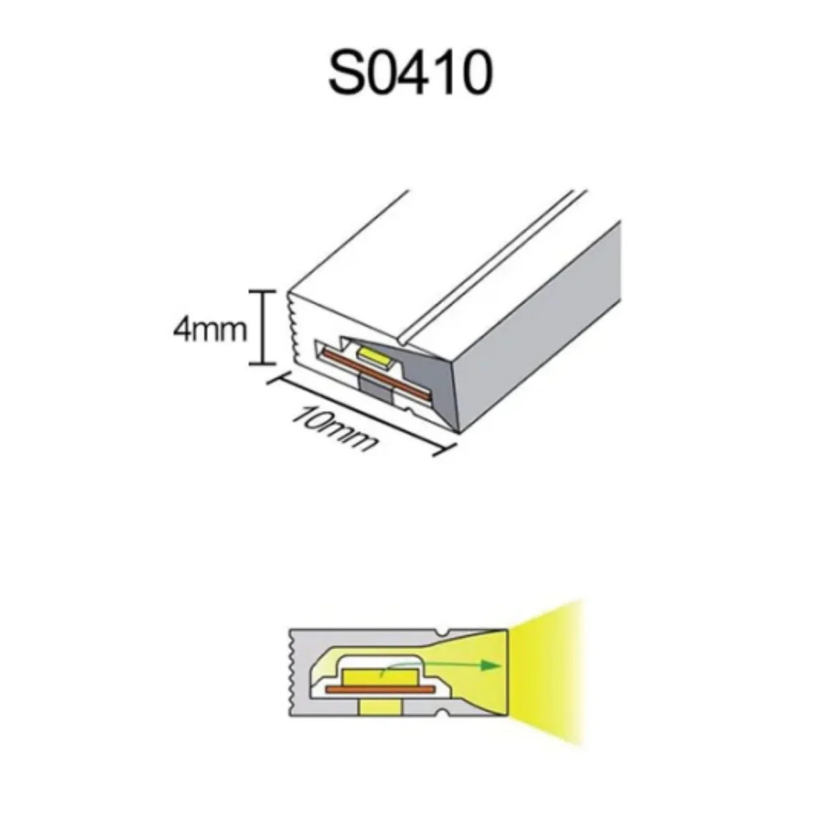 S0410 Side Edge Lighting Neon Light Housing – 4x10mm | Silicone LED Channel System | 5mm PCB Width | IP67 Waterproof | 16.4FT/5M*1/16.4FT/5M*5