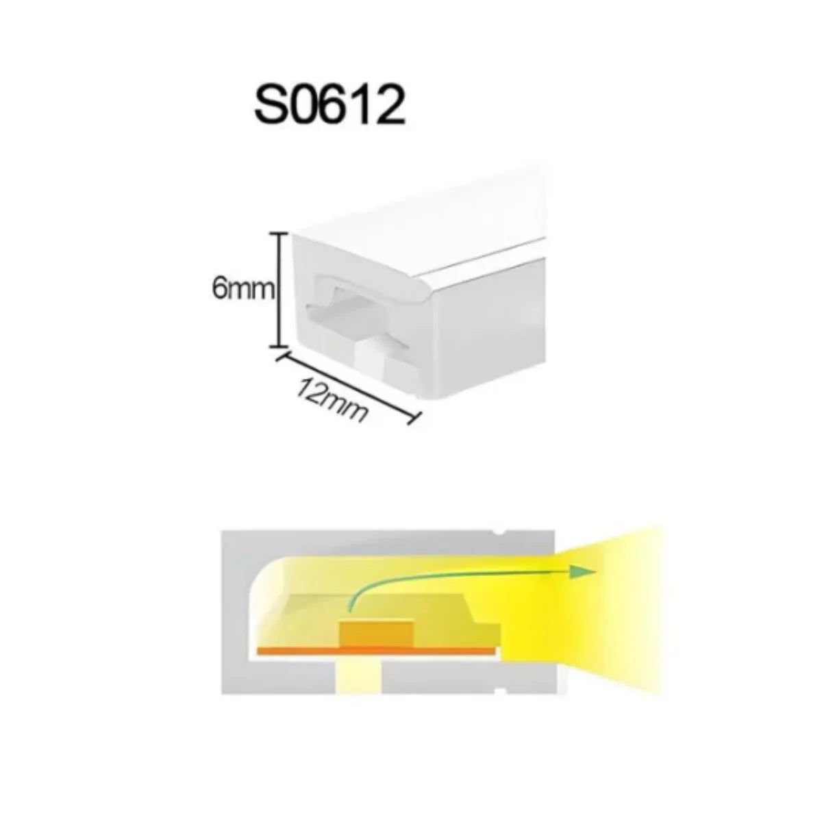 S0612 Side Edge Lighting Neon Light Housing – 6x12mm | Silicone LED Channel System | 8mm PCB Width | IP67 Waterproof | 16.4FT/5M*1/16.4FT/5M*5