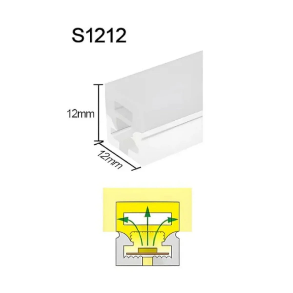 S1212 Neon Light Housing – 12x12mm | Silicone LED Channel System | 8mm PCB Width | IP67 Waterproof | 16.4FT/5M*1/16.4FT/5M*5