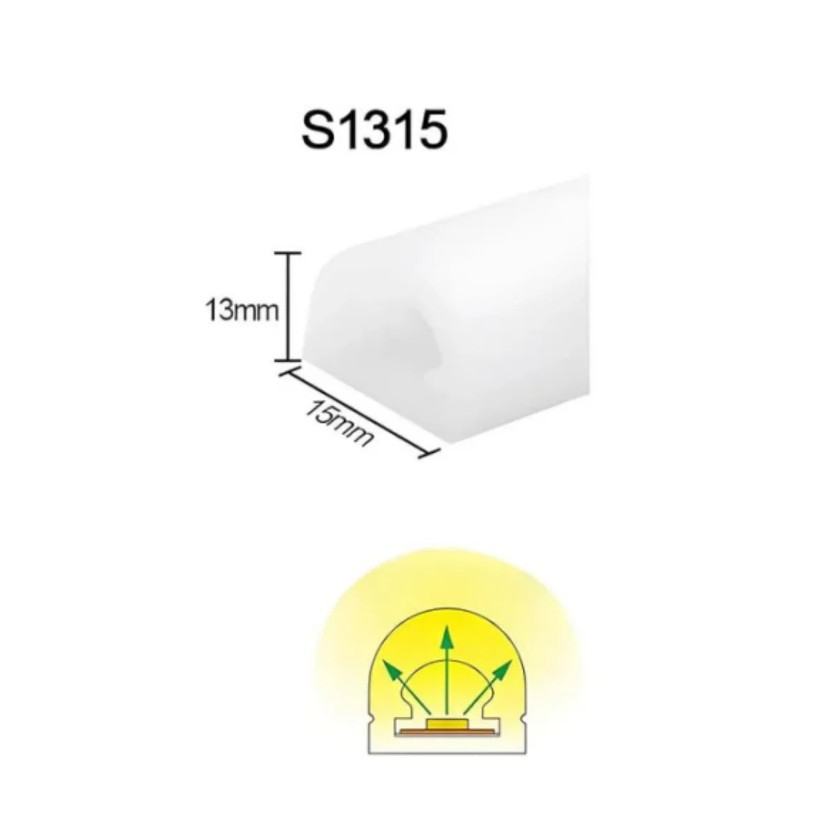 S1315 Neon Light Housing – 13x15mm | Silicone LED Channel System | 10mm PCB Width | IP67 Waterproof | 16.4FT/5M*1/16.4FT/5M*5