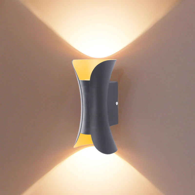 LightingWill LED Wall Light 10W Outdoor Waterproof Wall Sconce 3000K 6500K Black White Black Gold Up Down Wall Light IP65 Plastic Porch Garden Balcony Indoor 4 Pack