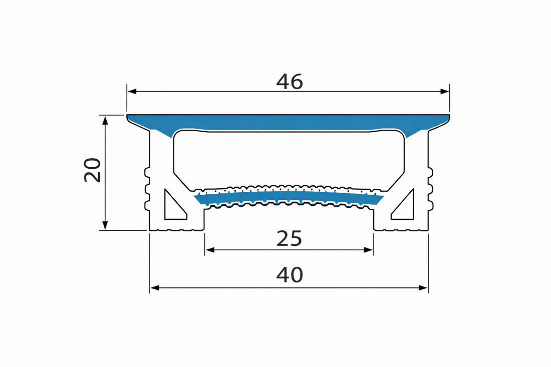Q-TE Series 40×20mm Top Emitting LED Neon Housing | Max Strip Width ≤25mm | S4020 Premium Neon Housing | 16.4FT/5M | Quick Install | LED Signage Neon Signs Lighting